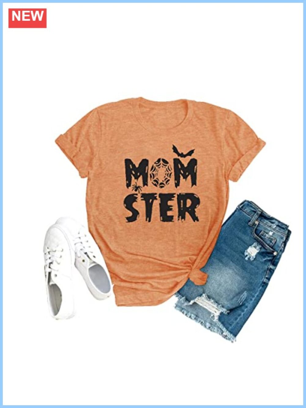 Momster Graphic T-Shirt Women Funny Halloween Spider Bat Tee
